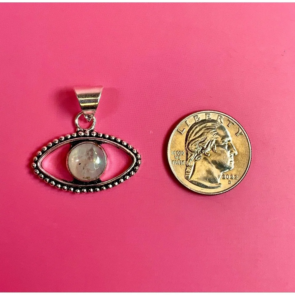 ✨👁️ Rainbow Moonstone‎ Evil Eye Pendant 👁️✨